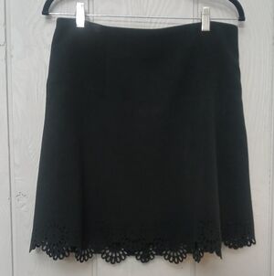 LOFT Black A-Line Skirt Detailed Lace Hem Work Classic Skirt Size 12 P